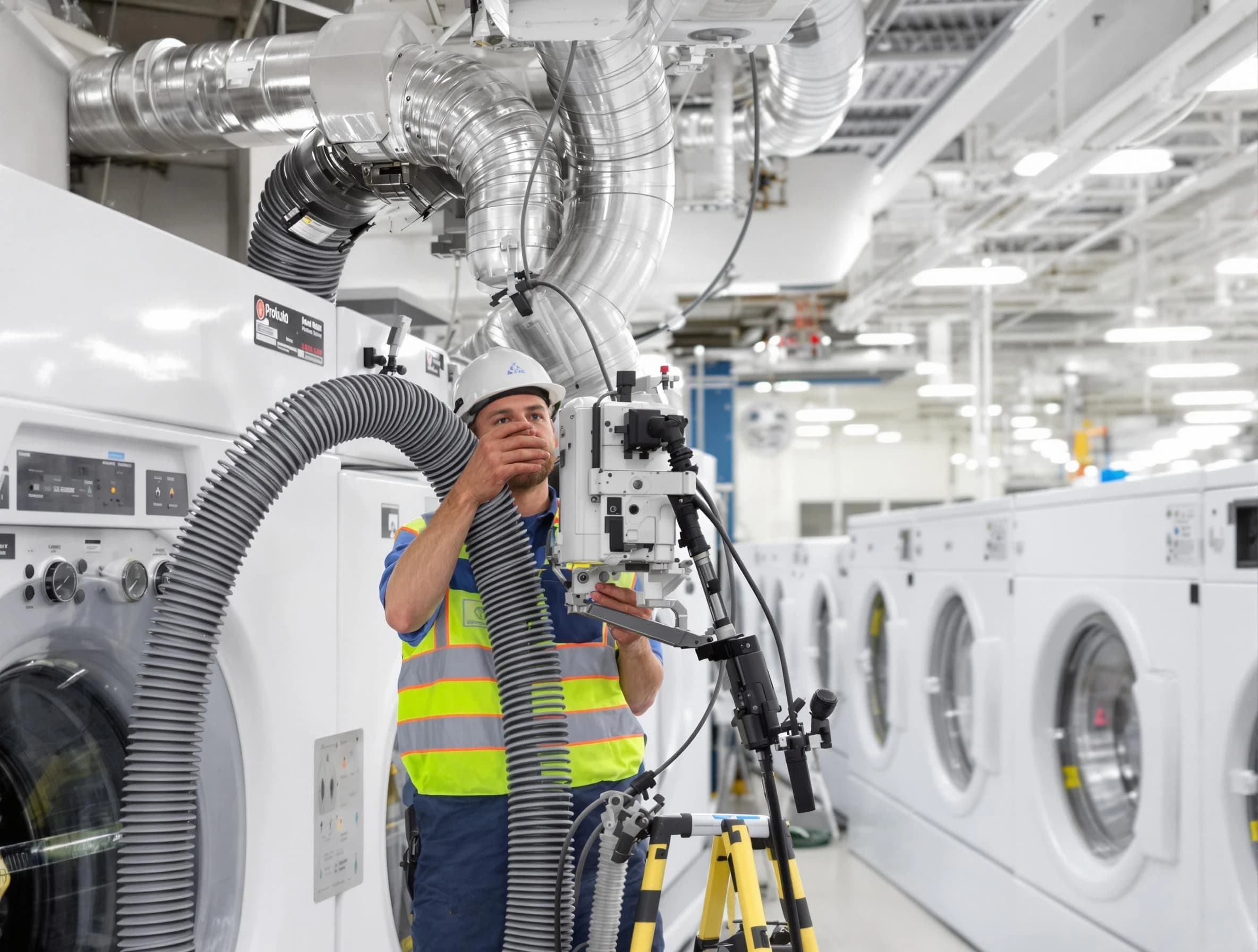 Oakmont Dryer Vent Cleaning team performing commercial-grade dryer vent cleaning at a business facility in Oakmont