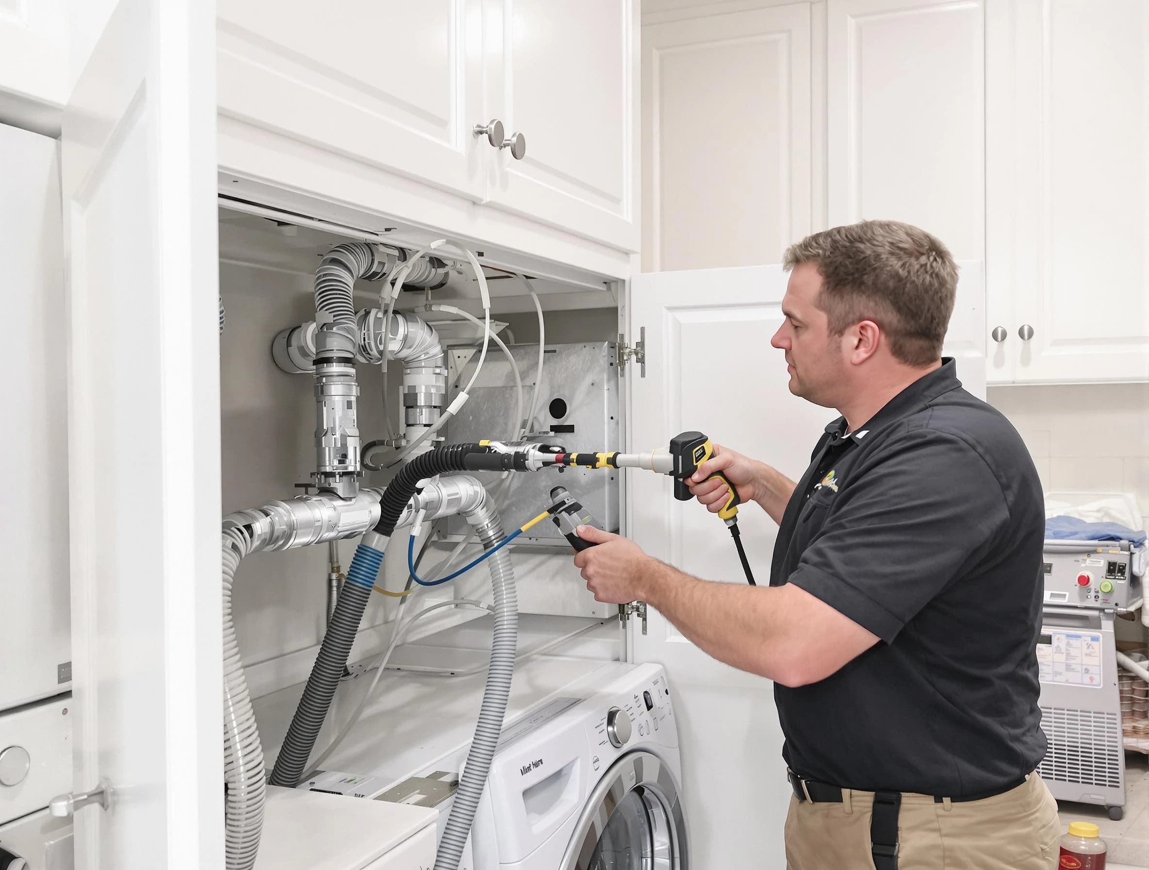 Oakmont Dryer Vent Cleaning professional removing severe blockage from a clogged dryer vent in Oakmont