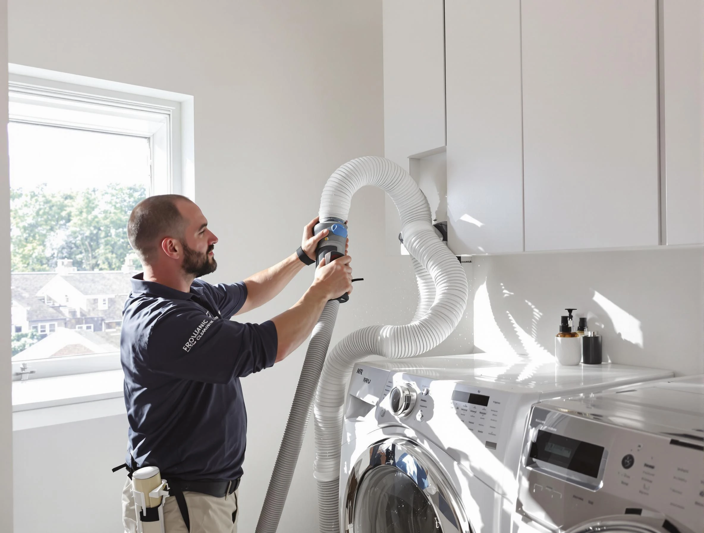 Certified Oakmont Dryer Vent Cleaning technician performing dryer vent cleaning in Oakmont